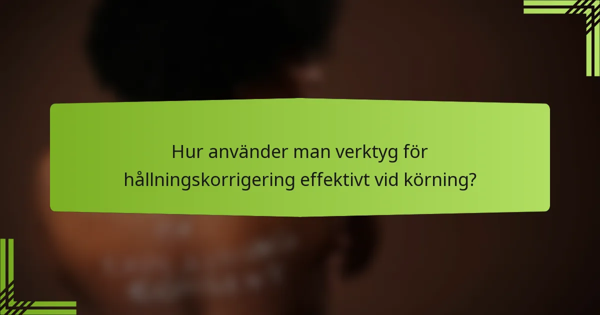Hur använder man verktyg för hållningskorrigering effektivt vid körning?