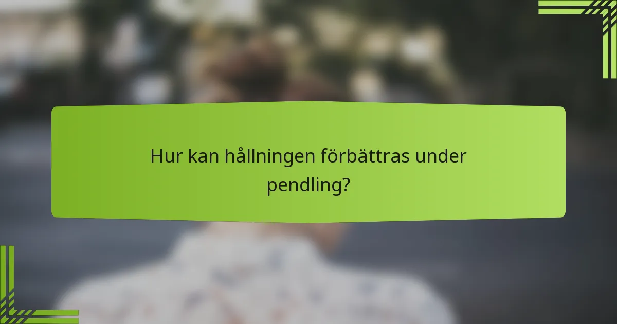 Hur kan hållningen förbättras under pendling?