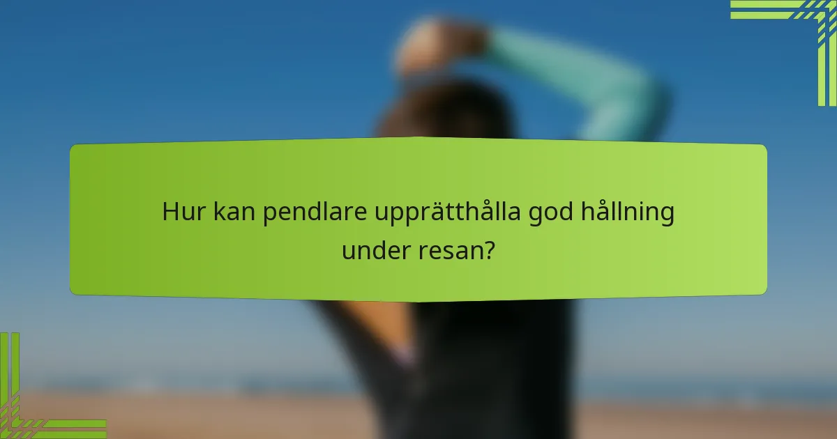 Hur kan pendlare upprätthålla god hållning under resan?