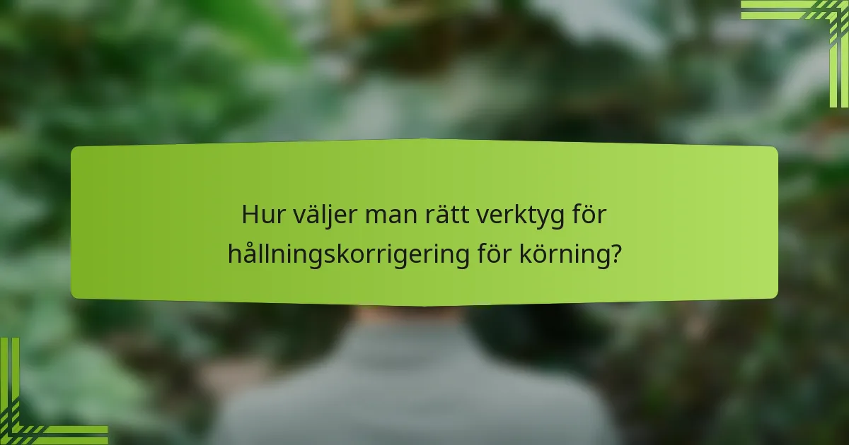 Hur väljer man rätt verktyg för hållningskorrigering för körning?