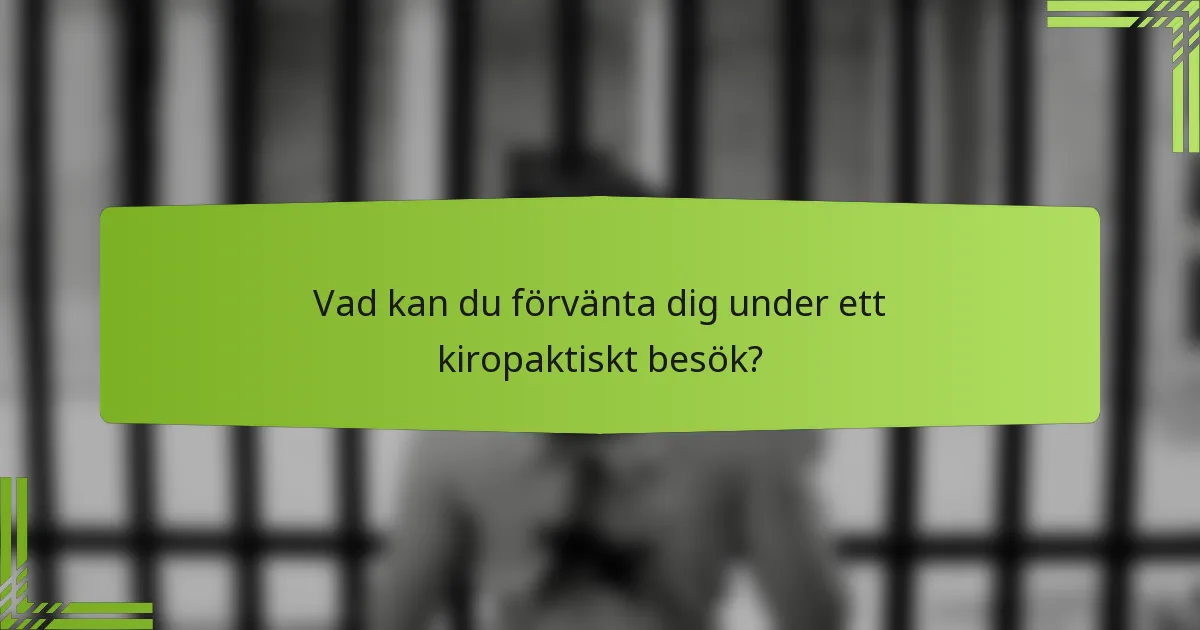 Vad kan du förvänta dig under ett kiropaktiskt besök?