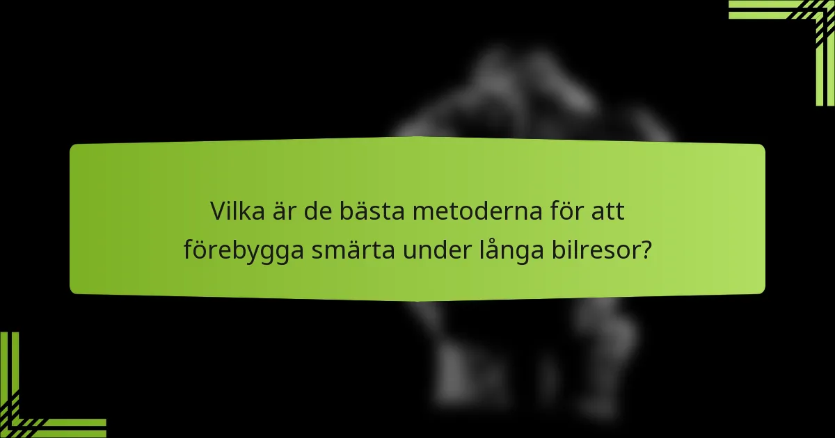 Vilka är de bästa metoderna för att förebygga smärta under långa bilresor?