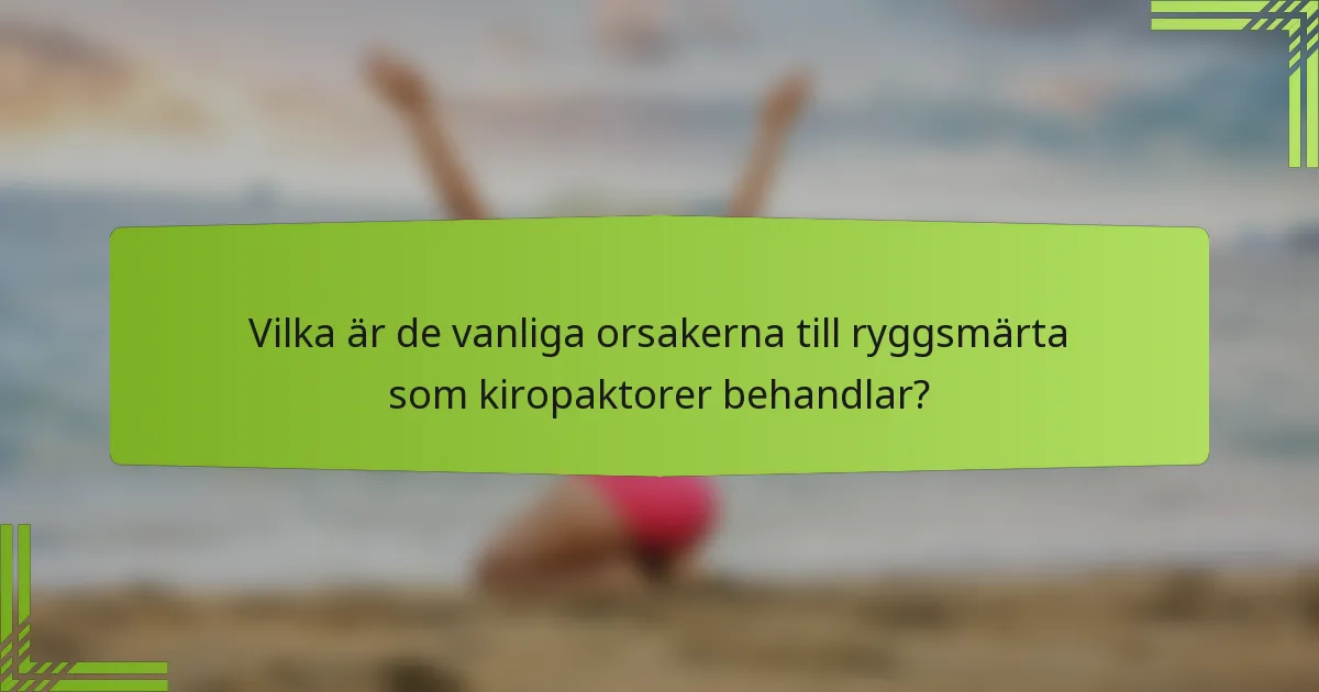 Vilka är de vanliga orsakerna till ryggsmärta som kiropaktorer behandlar?