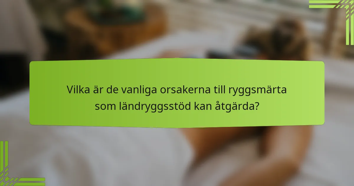 Vilka är de vanliga orsakerna till ryggsmärta som ländryggsstöd kan åtgärda?