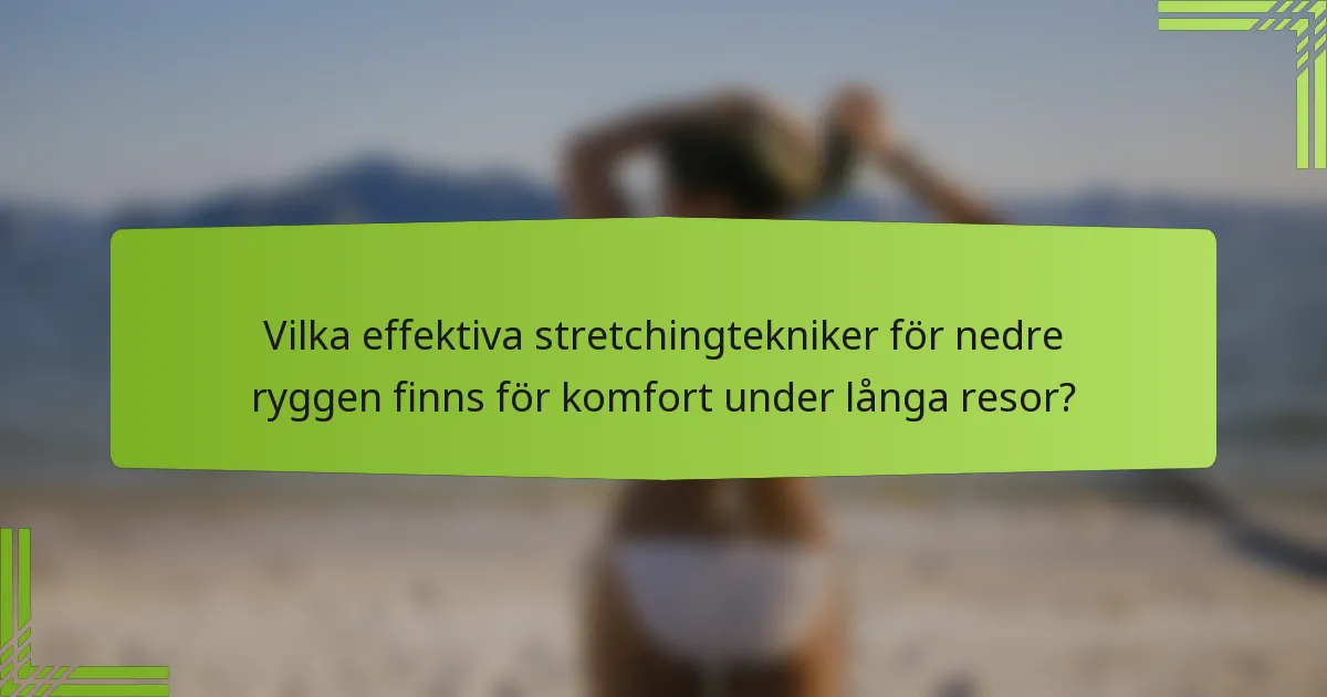 Vilka effektiva stretchingtekniker för nedre ryggen finns för komfort under långa resor?