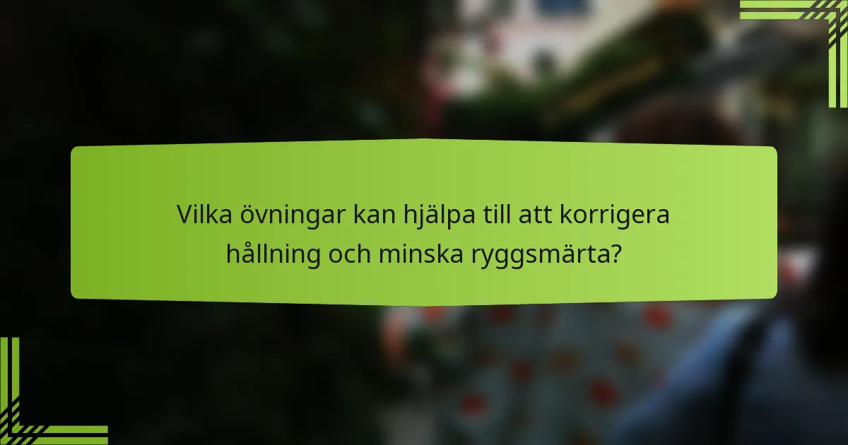 Vilka övningar kan hjälpa till att korrigera hållning och minska ryggsmärta?